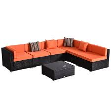 7pc wicker patio furniture sectional sofa set with cushions orange wicker patio furniture sectional patio furniture sofa set