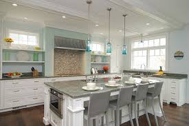 turquoise light filled kitchen interior