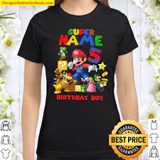 A super mario baseball hat and matching award ribbon are a fun addition to his birthday outfit. Super Mario Birthday Family Custom Shirts