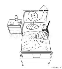 Cartoon Stick Man Drawing Conceptual Illustration Of Businessman With Broken Leg And Arm Lying On Bed In Hospital Concept Of Career Break Or Healthcare Buy This Stock Vector And Explore Similar A boy lays in bed between his parents drawing. cartoon stick man drawing conceptual