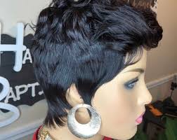Jet Black Pixie Cut Wig: Virgin Human Hair, Feather Bangs