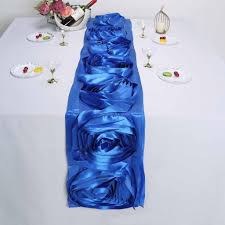 13 X104 Large Rosette Flower Premium Satin Table Runner Royal Blue Table Runners Wedding Flower Wall Decals Blue Wedding Decorations