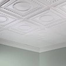 Here you may to know how to stick ceiling tiles. Fasade Rosette Decorative Vinyl 2ft X 4ft Glue Up Ceiling Tile In Gloss White Overstock 32192253