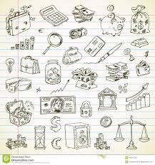 Freehand Drawing Business And Finance Items Stock Vector