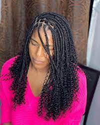 Queen Bee Hair Salon On Instagram Knotless Bohemian Bob We Use 3 Packs Of The Free Tress Water Wave Bohoknotlessbra In 2021 Goddess Braids Hairstyles Hair Braids