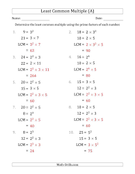 The Least Common Multiples Of Numbers To 25 From Prime Factors With Lcm S Not Equal To Numbers Or Product Common Multiples Least Common Multiple Math Worksheet