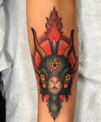 Baby Baphomet By The Talented Christina Hock At The Dolorosa In Studio City Southern California Satanic Tattoos Forearm Tattoos Tattoos