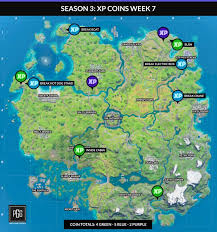 Fortnite Season 3 Xp Coin Locations Maps For All Weeks Pro Game Guides In 2020 Location Map Fortnite Game Guide