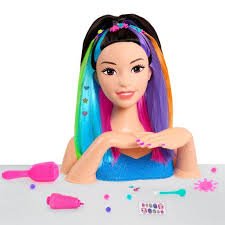 Black Barbie Styling Head Barbie Rainbow Sparkle Deluxe Styling Head Black Hair In 2020 Barbie Black Hair Color Splash