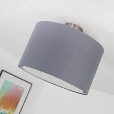 Abat jour harbour e27 en metal diametre 30 cm. Deckenleuchte Im Modernen Design Mit Textilschirm 1x E27 Max 60w Metall Textil Eisen Grau