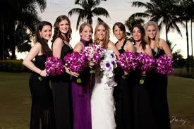 Black Dresses Bright Flowers Love Orchid Bridesmaid Dresses Purple Wedding Cakes Wedding