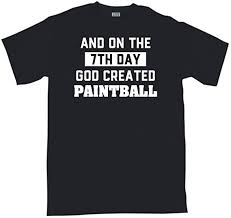 and on the 7th day god created paintball mens tee shirt