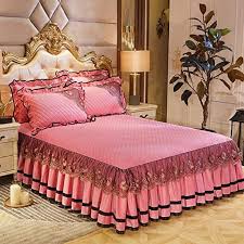 Bedskirt ruffle bed skirts comforters cozy sewing ruffles how to dress a bed ruffled tablecloth luxury linen white martex martex ruffle bed skirt in navy blue, size queen | wayfair. Luxury Velvet Bed Sheet Thick Quilted Fitted Bedspread Dust Ruffle Bed Skirt 3 Side Coverage Frilled Valance F Bed Spreads Velvet Bed Sheets Luxury Bedspreads