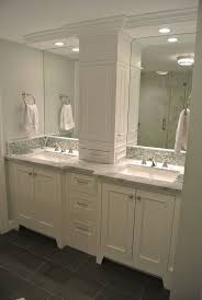 Double Vanity Storage Tower Love The Doors On The Sides Bathroom Counter Storage Double Vanity Bathroom Bathrooms Remodel