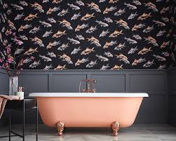 Wallpaper can go just about anywhere in a bathroom except the shower area, including the shower walls and any open wall space above the enclosure. Bathroom Wallpaper Yes It Can Work With Moisture The Interiors Addict