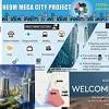 A city in the saudi arabian desert with futuristic buildings, flying taxis, robot maids and its own artificial moon. 3