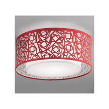 Cage ceiling pendant in red. Franklin Fc5734 Large Flush Ceiling Light With Red Shade Lighting From The Home Lighting Centre Uk