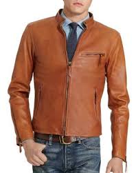 Polo Ralph Lauren Lambskin Leather Cafe Racer Jacket In Old Amber Modesens Cafe Racer Leather Jacket Cafe Racer Jacket Cafe Jacket
