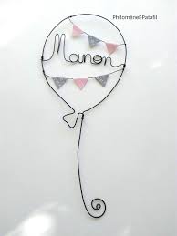 Prenom Fil De Fer Personnalisable Ballon Et Fanions Porte Photo Prenom Personnalisable Decoration Murale Pour Chambre D Enfant Wire Art Copper Wire Art Wire Art Sculpture