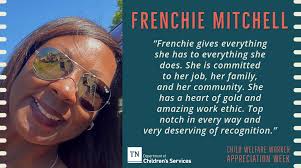 Child Welfare Worker Appreciation Week continues! Our next group of DCS  staff who were nominated to be recognized work within the Smoky Mountain  and Tennessee Valley regions! Each photo has the name