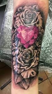 Rose Diamond Pink Tattoo Rose And Diamond Tattoo Diamond Tattoos Gem Tattoo