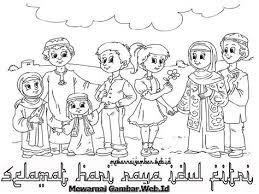 Kartun comel lelaki dan perempuan dalam format png. Gambar Mewarna Suasana Hari Raya Gambar Mewarna
