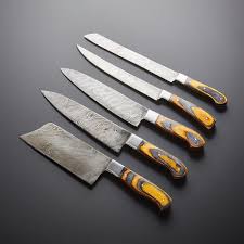 Damascus Kitchen Knives Set Of 5 Kh 91 Kitchen Knives Knife Set Kitchen Knife