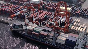 Aerial Port Of Tokyo Container Terminal Seaport Pacific Ocean Japan Stock Footage Container Terminal Tokyo Aerial Pacific Ocean Container Terminal Aerial