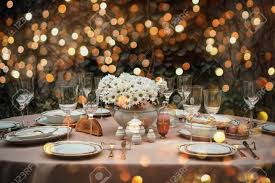 All other numbers are incorrect. Table Served For Luxury Dinner Party Lighted With Garlands Stock Photo Picture And Royalty Free Image Image 102187785
