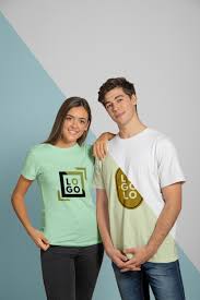 Add your own design is easy. Free Psd Front View Of Man And Woman Posing In T Shirts