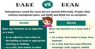 Bare Vs Bear How To Use Bear Vs Bare In A Sentence Confused Words Confusing Words English Language Course Learn English