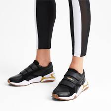 Black And Gold Puma Shoes Puma Nova V Leather Women S Trainers In Black Gold Size 3 5 Leather Pumas Shoes Women