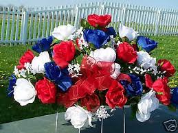 The base is a moss and angel vine cross with beautiful vibrant silk florals. Patriotic Roses 4th Of July Cemetery Grave Flowers Tombstone Saddle Memorial Day Ebay