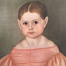 Folk Art Portrait Young Girl With Cat, Joseph Whiting Art Print Mary Jane  Smith