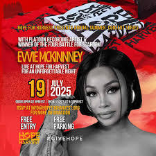 Free concert with Evvie McKinney at Hope for Harvest Youth Center July 19