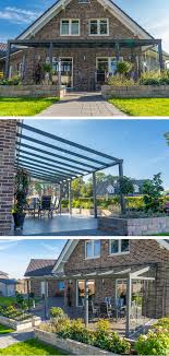 Terrassenuberdachung Aus Aluminium Mit Glasschiebewand In 2020 Aluminum Roof Pergola Designs Pergola