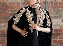 Velvet Embellished Cape Abaya Dress Made To Order Etsy Abaya Dress Dress Making Dresses