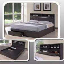 Full bed frame with headboard shelves. Bed Frame With Storage Headboard Shelves Bed With Compartments Bedframe Space Saver Shopee Philippines