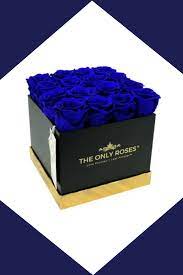 Royal Blue Preserved Roses Black Square Rose Hat Box Preserved Roses Rose Hat Rose