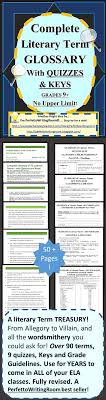 Complete Literary Term Glossary With Quizzes And Answer Keys Middle College Quizzes And Answers Literary Terms Middle School Writing