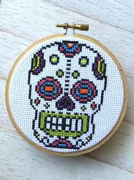 Mexican sugar skulls cross stitch pattern. Sugar Skull Cross Stitch Kit Geppetto S Toy Box