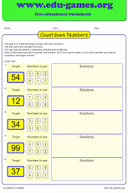 Our maths puzzles are a great way to practice logical thinking! Countdown Numbers Worksheet Free Printable Math Game Worksheets