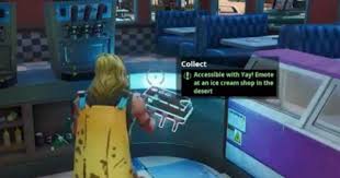 Emote at an ice cream shop in the desert location fortnite season 8 has arrived and we are covering everything from new locations, to new. Fortnite Fortbyte 06 6 Accessible W Yay Emote At Ice Cream Shop Gamewith