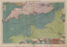 Details About English Channel Sea Chart Ports Lighthouses Mail Routes Large 1916 Old Map