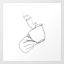 Black And White Woman Drinking Coffee Profile Collection Woman Drinking Coffee Tea Art Print Tea Art Coffee Drinks Print