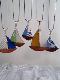 Sea Glass Sailboat Pendant With Textured Green And White Sails And Carved Driftwood Hull Always Genuine Sea Glass Sea Glass Crafts Sea Glass Sea Glass Art