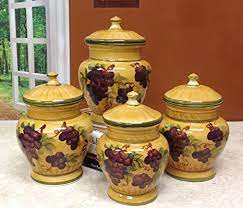 Moreover, as if you have already a child under four years old, well, it seems too hard to keep them eat in peace. Amazon Com Tuscany Grapes 4pc Canisters Kitchen Decor Set Kitchen Storage And Organization Product Sets