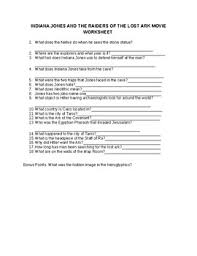 Raider of the lost ark: Raiders Of The Lost Ark Worksheets Teaching Resources Tpt