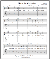 I Love The Mountains For Guitar In The Key Of C And The Key Of G Easy Guitar Songs Guitar Songs For Beginners Campfire Songs