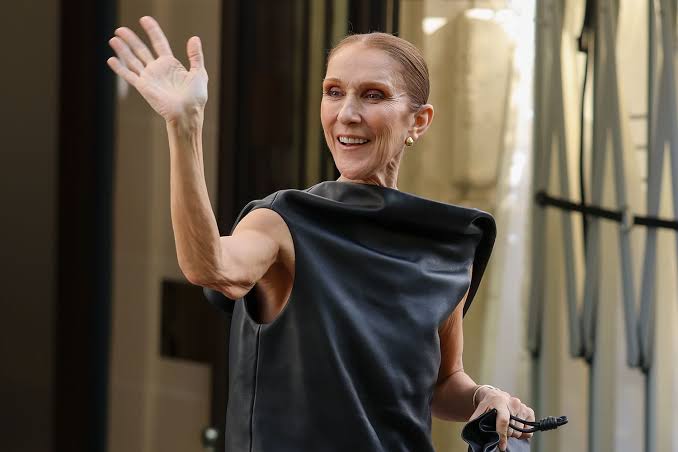Céline Dion Makes Stylish Appearance in Paris in Leather Loewe Gown